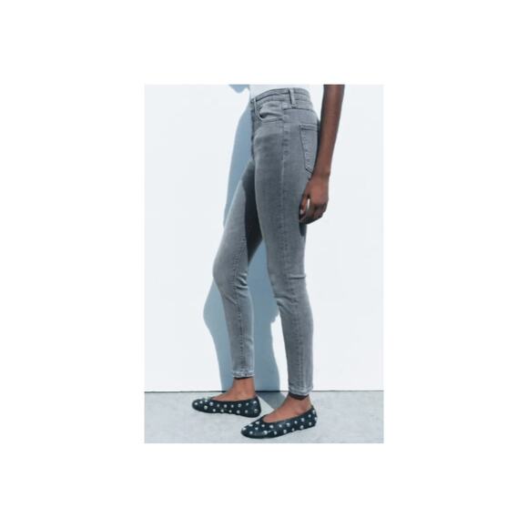 ZARA High Waist Washed Out Gray Grey Skinny Jeans Size 2 Stretch Denim - Picture 7 of 9